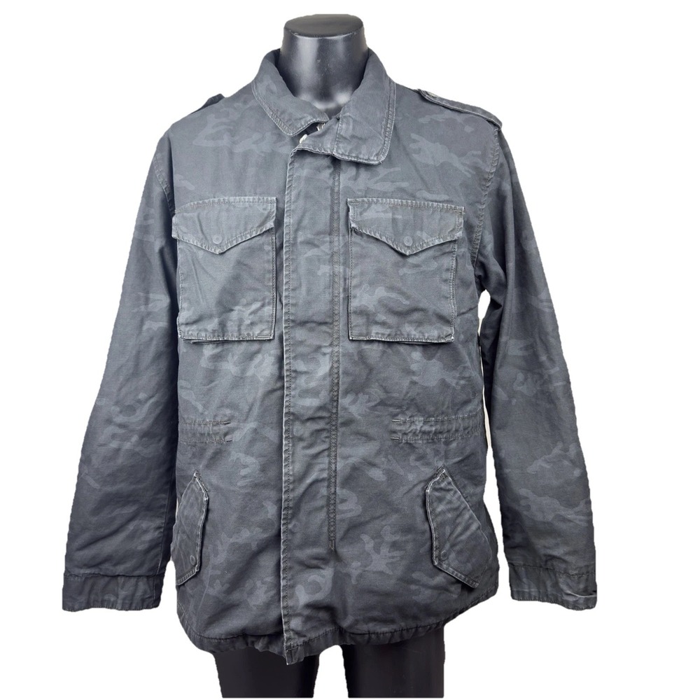 Y2K 2007 LEVI'S MILITARY ARMY LINED CAMOUFLAGE BLACK CAMO PATTERN JACKET - L‎